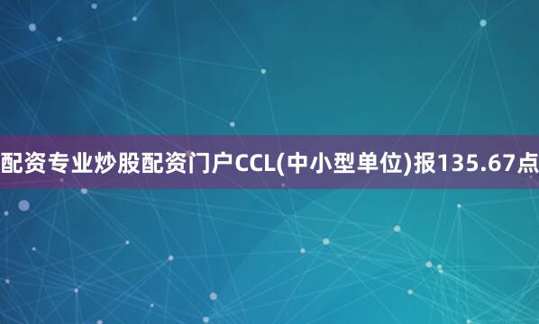 配资专业炒股配资门户CCL(中小型单位)报135.67点
