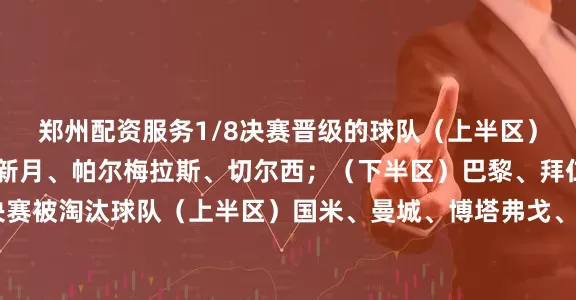 郑州配资服务1/8决赛晋级的球队（上半区）弗鲁米嫩塞、利雅得新月、帕尔梅拉斯、切尔西；（下半区）巴黎、拜仁、皇马、多特1/8决赛被淘汰球队（上半区）国米、曼城、博塔弗戈、本菲卡；（下半区）迈阿密国际、弗拉门戈、尤文、蒙特雷